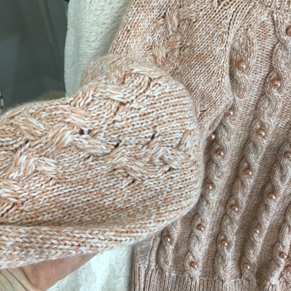 VTG Soho New York &Company Size SM Pink Fisherman Knit Pearls Y2K Soft Comfy - Picture 3 of 6